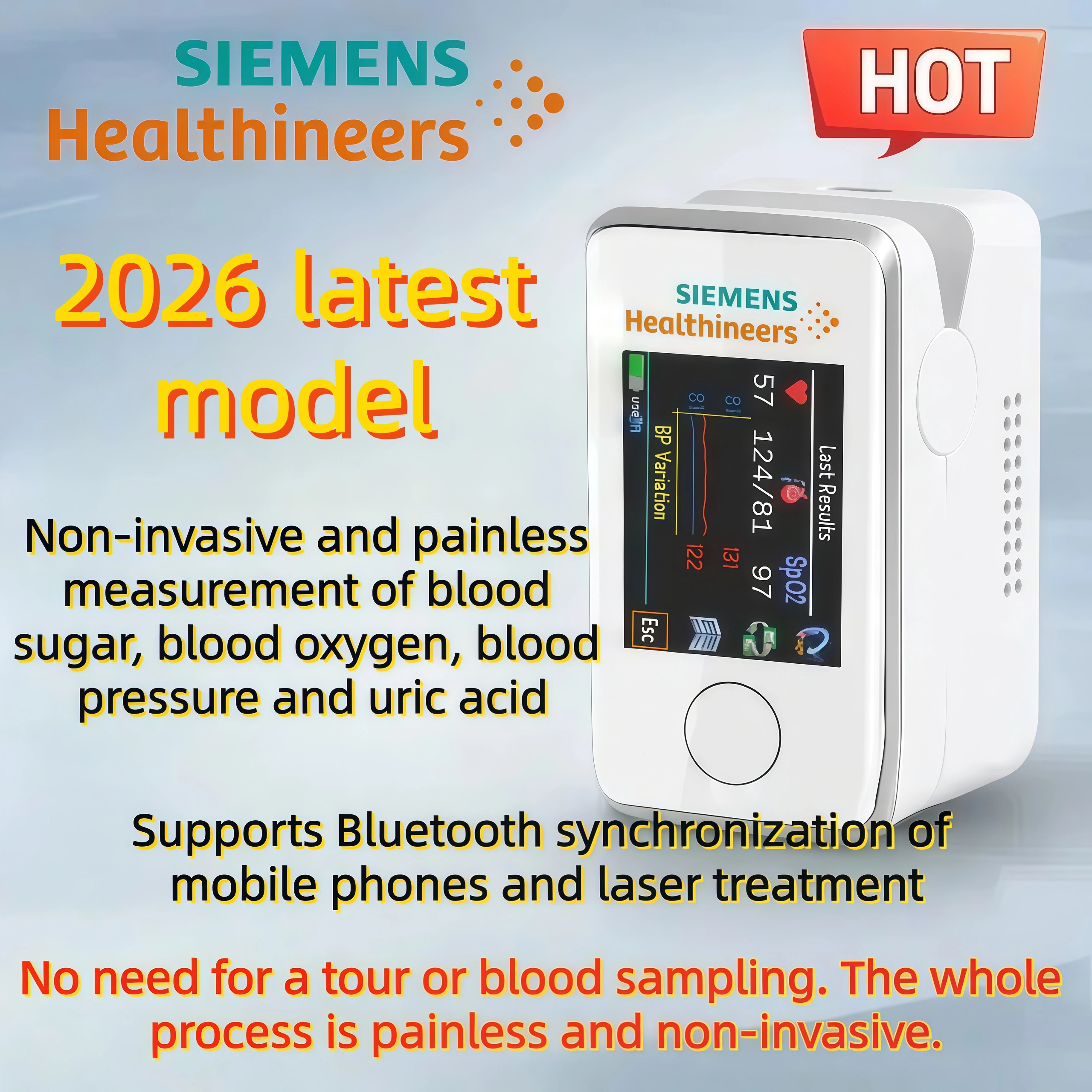 🌈Technological innovation in medical research in 2026: Siemens painless and non-invasive portable blood glucose meter, monitoring blood sugar health has never been easier!