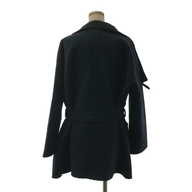 【美品】  HERMES / エルメス | 2023AW | カシミヤ ハイネック ベルテッド ガウンコート | 40 | ネイビー | レディース
