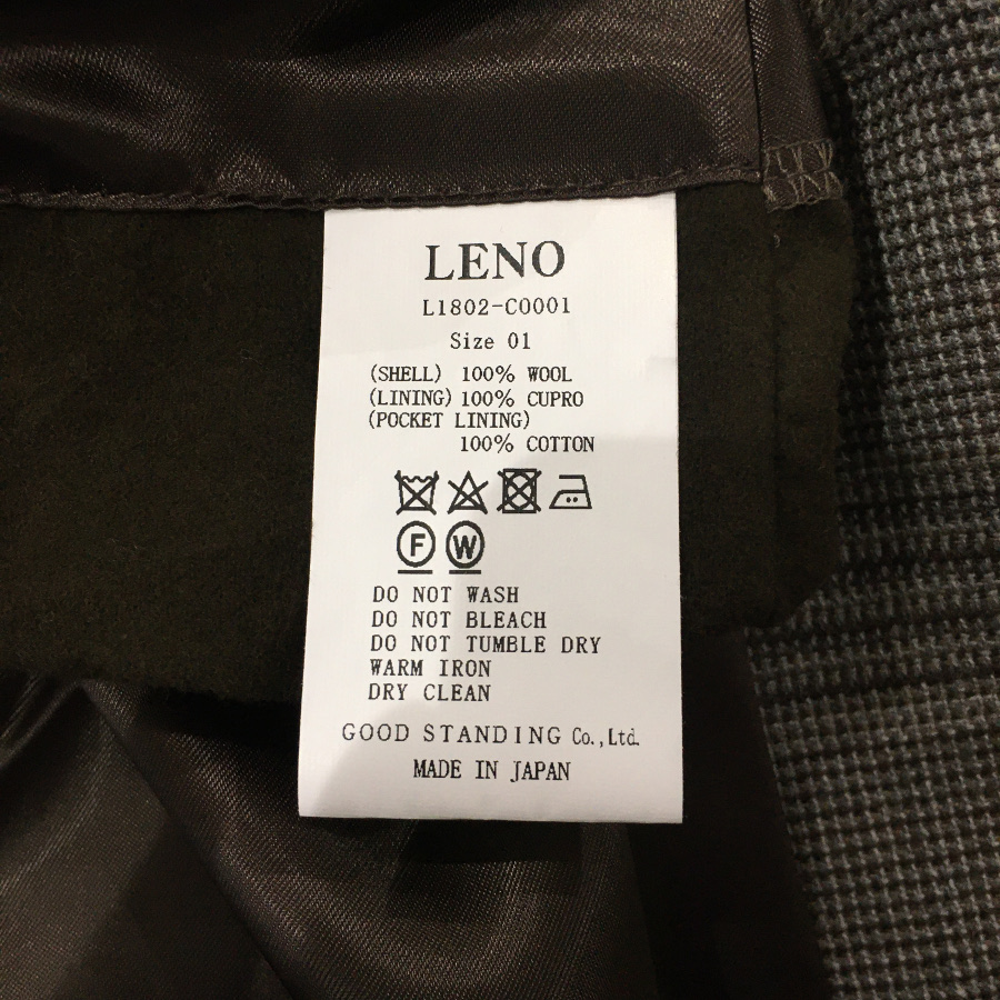 LENO&Co. / リノ | 2018AW | ウールチェックスタンドフォールカラーコート | 1 |