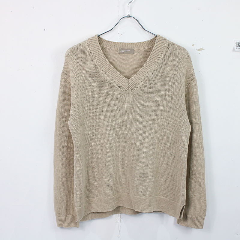 MARGARET HOWELL / マーガレットハウエル | 2018SS | RELAXED V NECK JUMPER リネン混Vネックニット | 2 | レディース