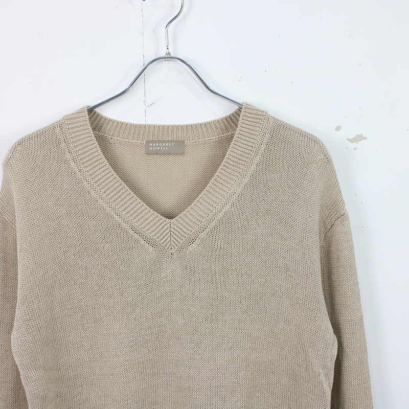 MARGARET HOWELL / マーガレットハウエル | 2018SS | RELAXED V NECK JUMPER リネン混Vネックニット | 2 | レディース