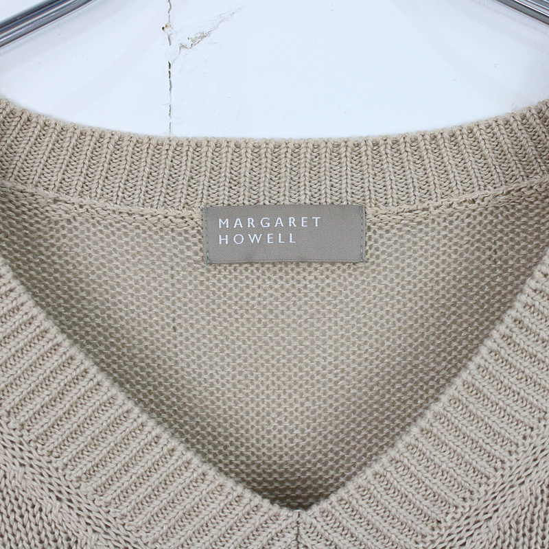 MARGARET HOWELL / マーガレットハウエル | 2018SS | RELAXED V NECK JUMPER リネン混Vネックニット | 2 | レディース