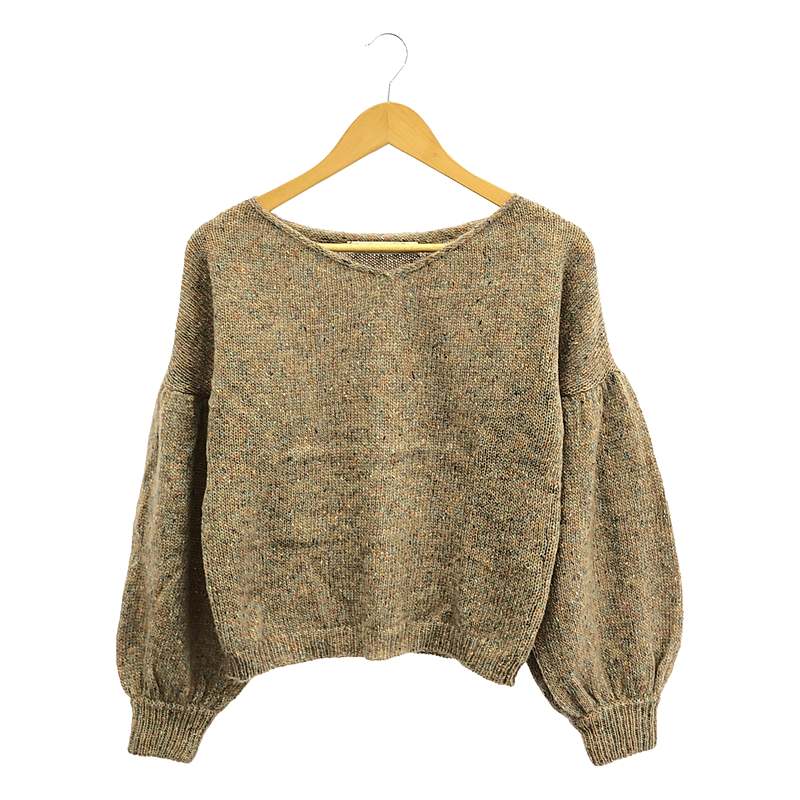 Greed International / グリードインターナショナル | SPLASH NEP KNIT ネップ Vネック ニット | F | レディース