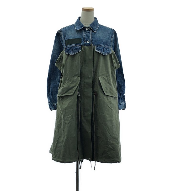sacai / サカイ | Denim × Mods Coat デニムドッキング モッズコート | 1 | レディース
