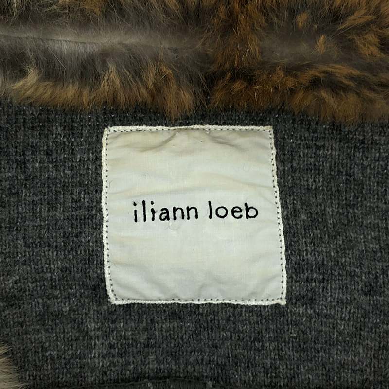 Iliann Loeb / イリアンローブ | ラビットファー付き ニット ダブル チェスターコート |