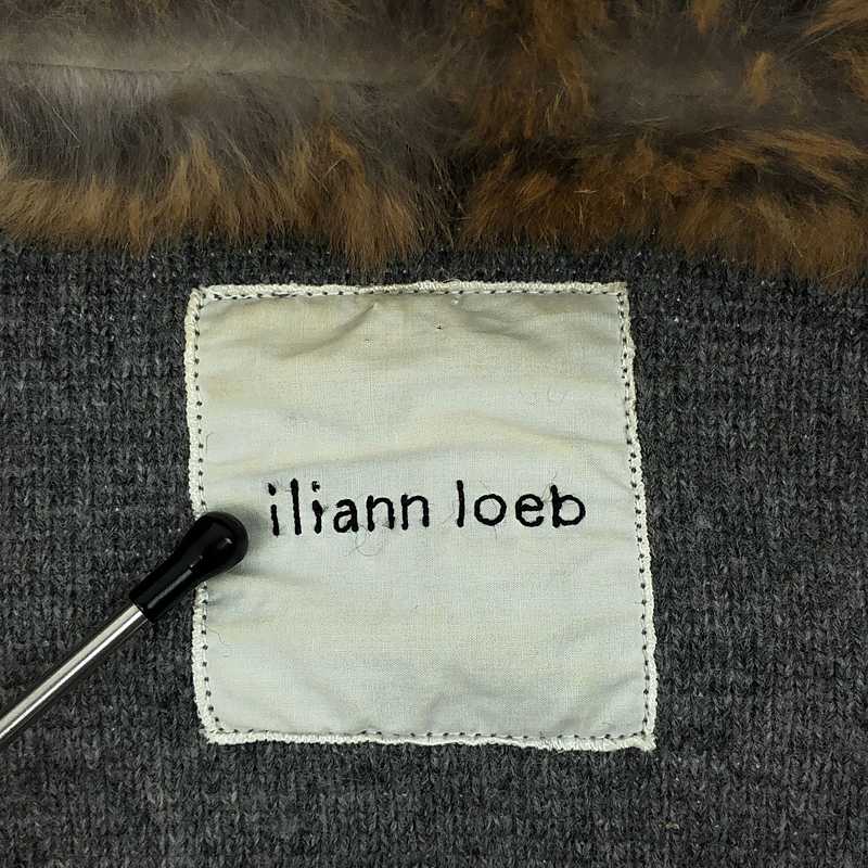 Iliann Loeb / イリアンローブ | ラビットファー付き ニット ダブル チェスターコート |