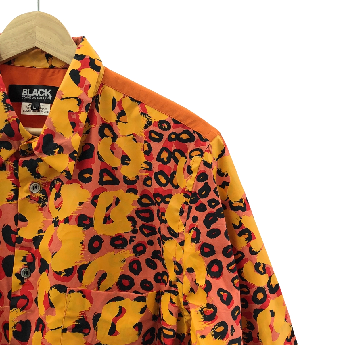 BLACK COMME des GARCONS / ブラックコムデギャルソン | 2021SS | 袖断ち切り コットン レオパード シャツ | L | メンズ