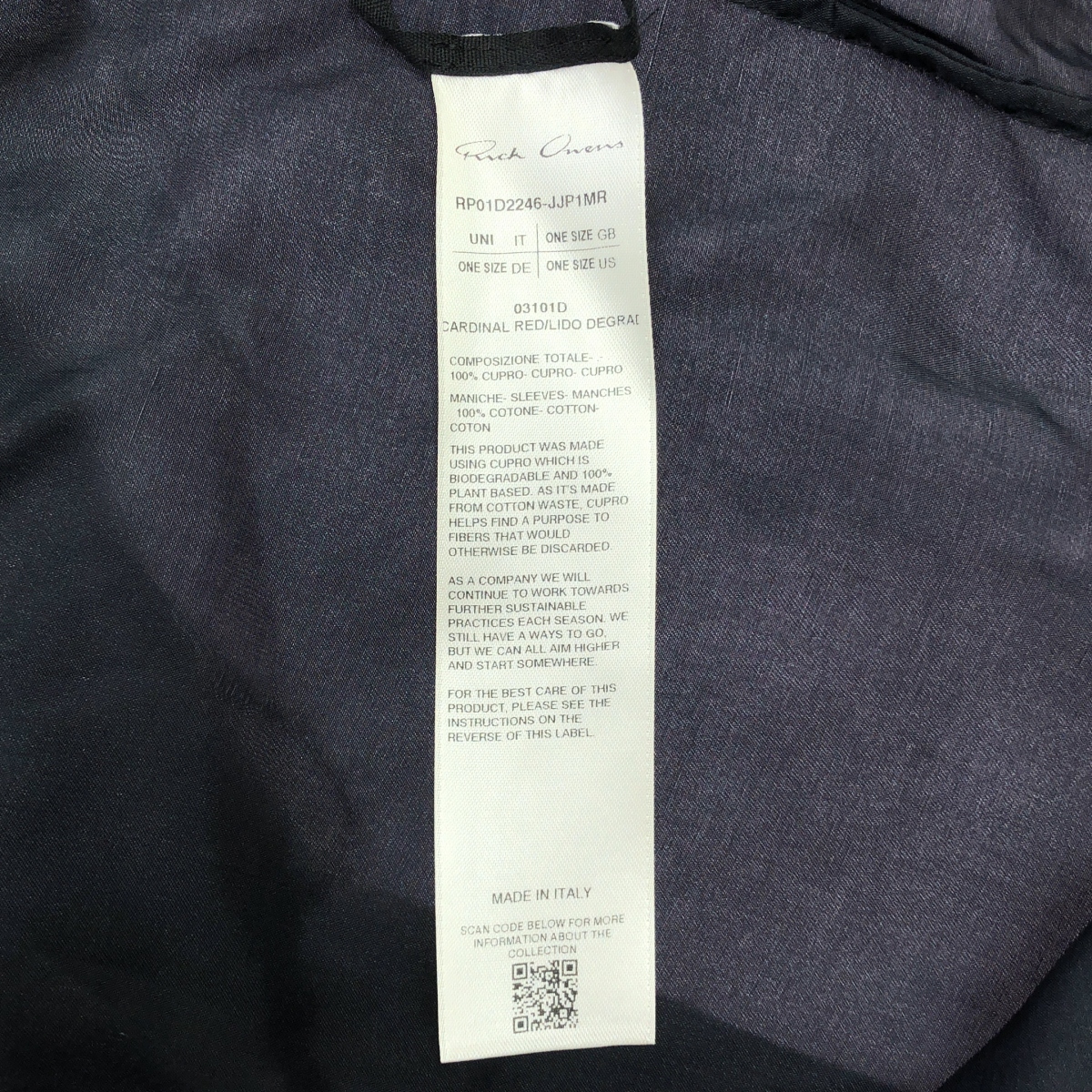 Rick Owens / リックオウエンス | 2024SS | LIDO CARDINAL キュプラ コットン スリーブ切替 シャツ | F | レディース