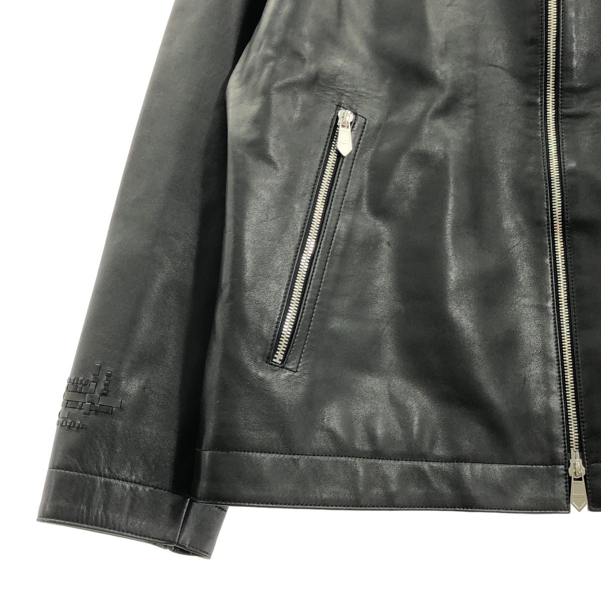 HERMES / エルメス | 2023AW | カーフスキン レザーブレード刺しゅう ジャケット | 50 | メンズ