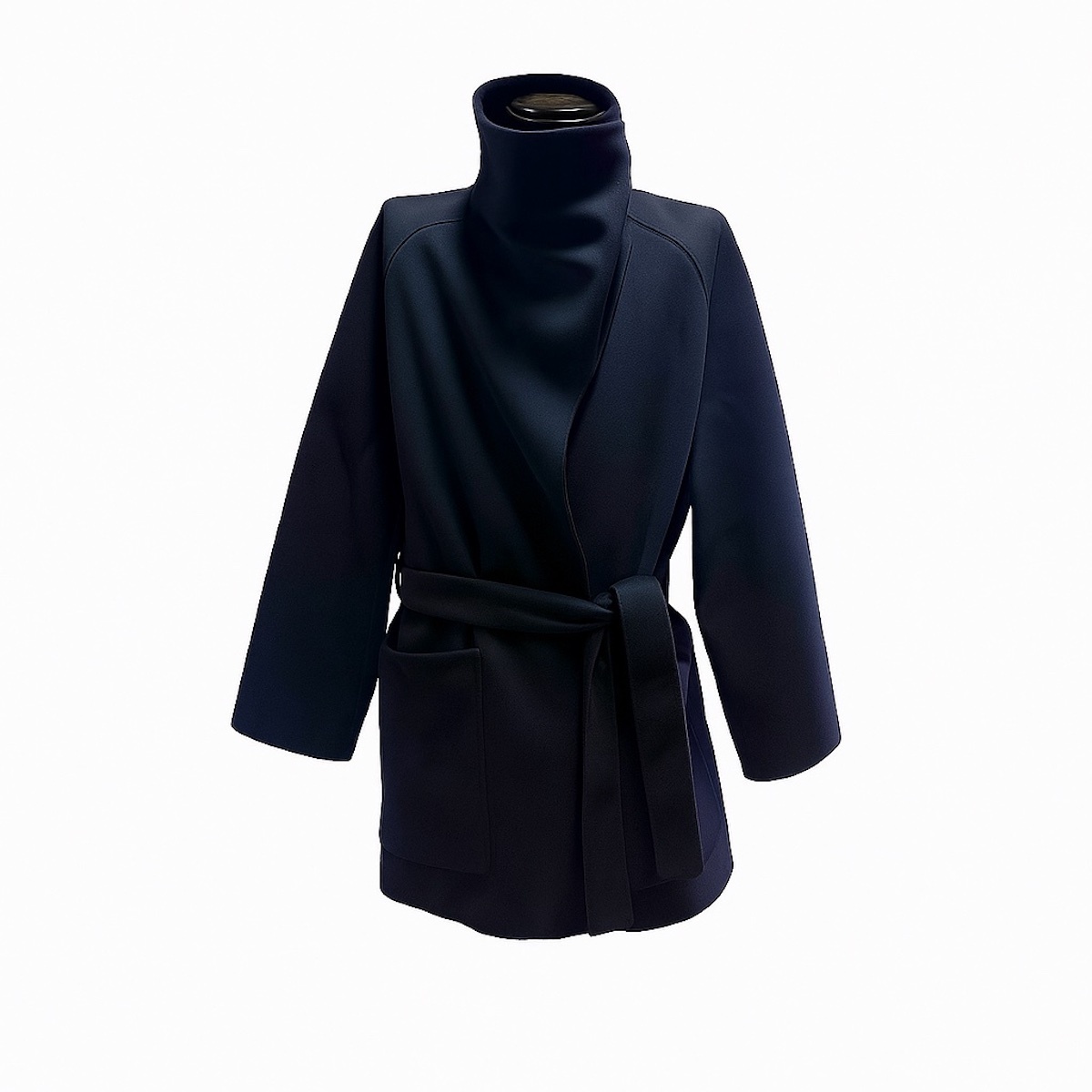 HERMES / エルメス | 2023AW | カシミヤ ハイネック ベルテッド ガウンコート | 40 | レディース