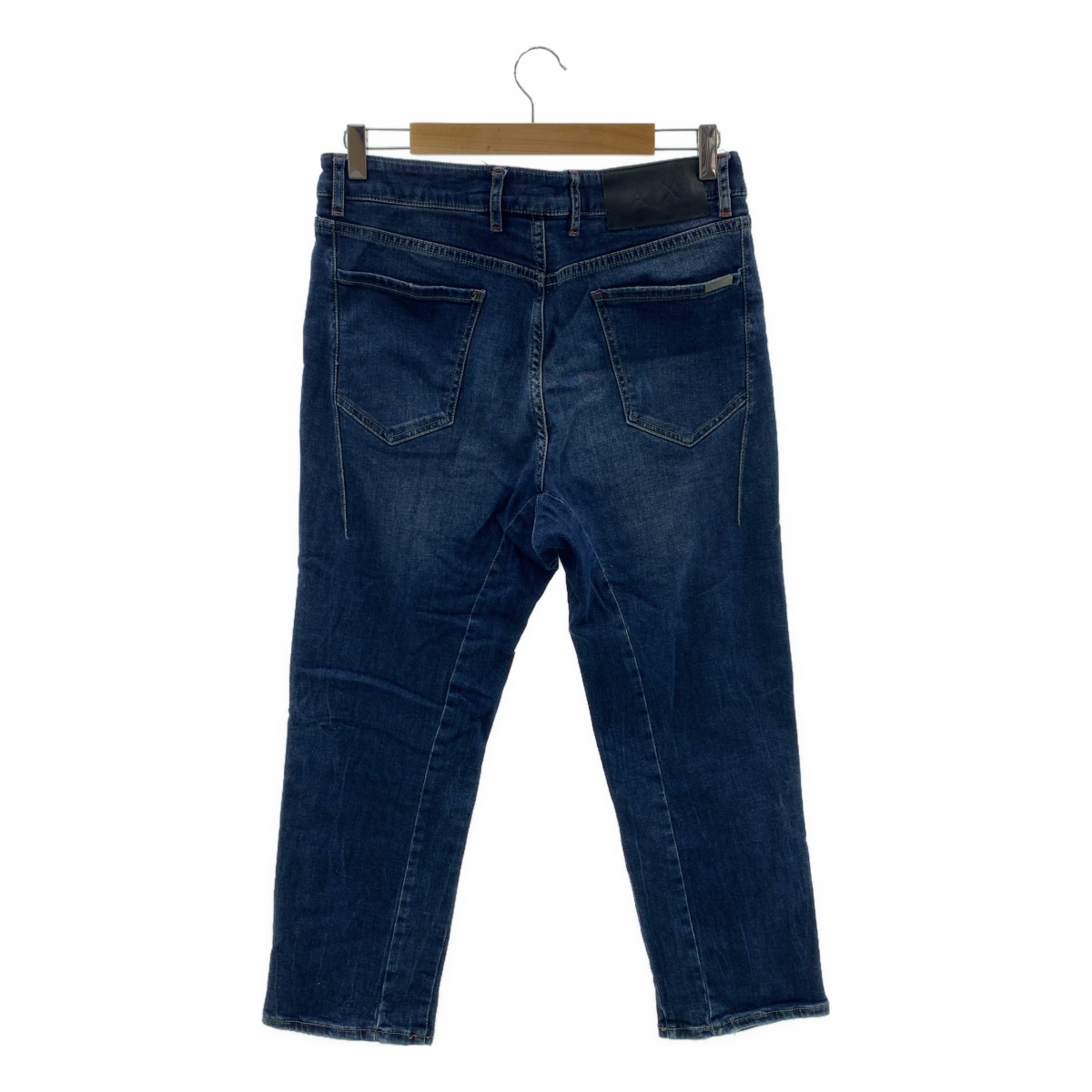 ARMANI EXCHANGE / アルマーニエクスチェンジ | ダメージ加工 ロゴレザーパッチ ストラッチ デニムパンツ | 29 | メンズ