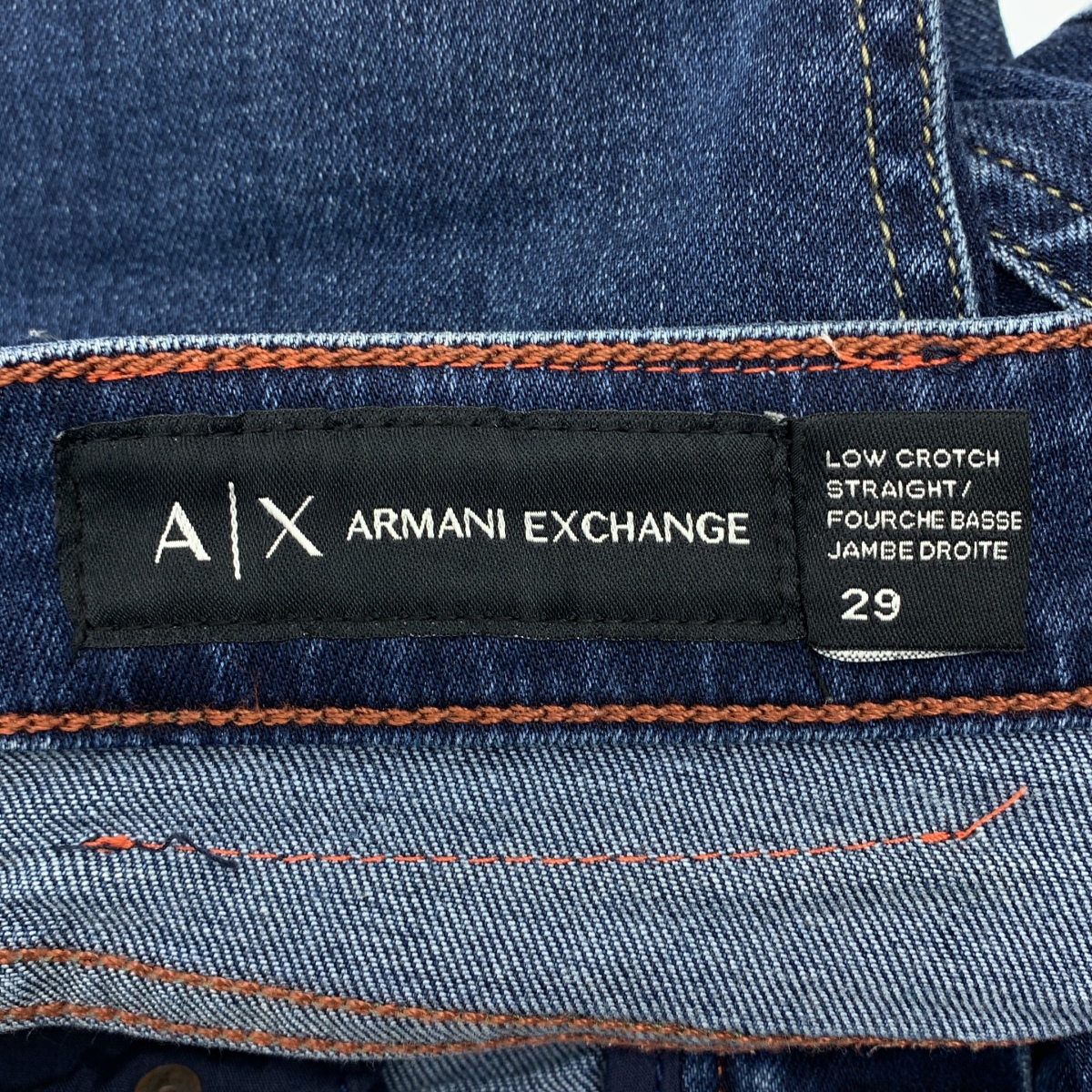 ARMANI EXCHANGE / アルマーニエクスチェンジ | ダメージ加工 ロゴレザーパッチ ストラッチ デニムパンツ | 29 | メンズ