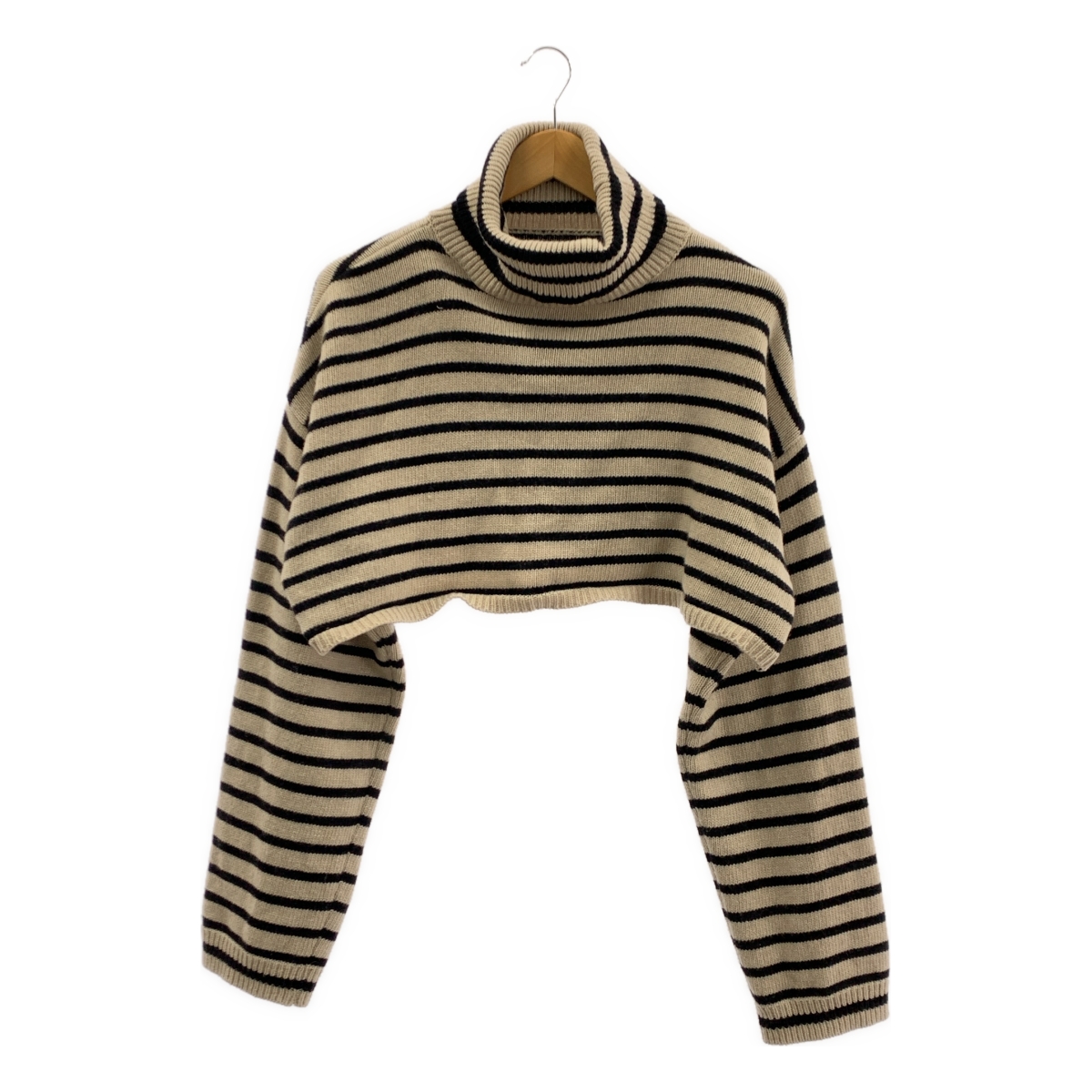 The Frankie Shop / フランキーショップ | ウール混 ボーダー タートルネック クロップドニット | M/L | レディース