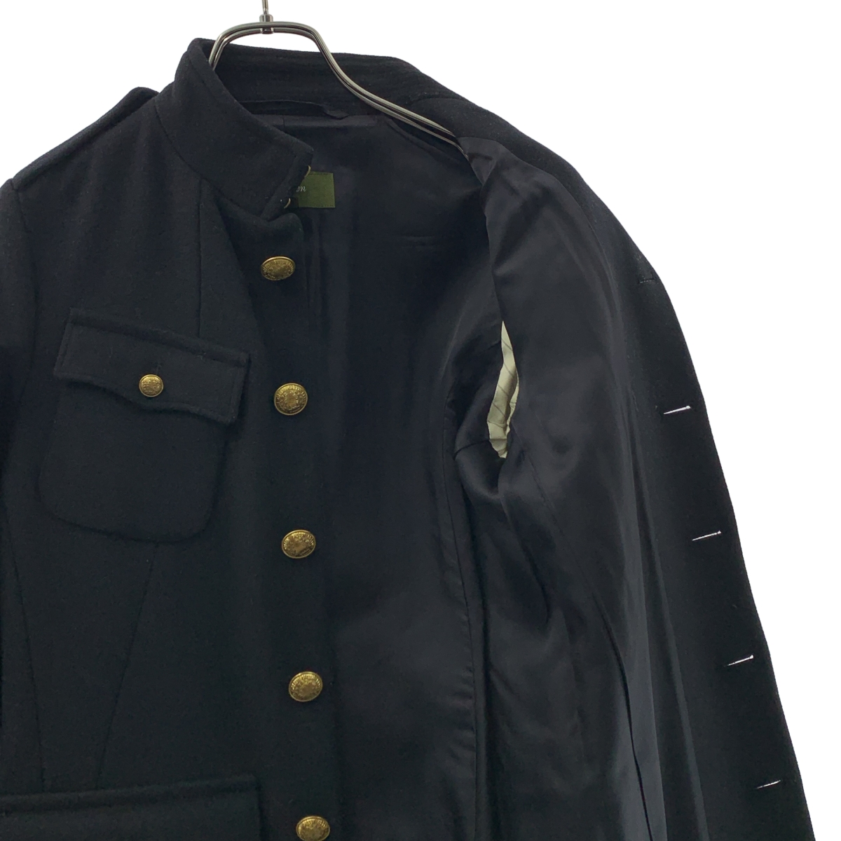 green / グリーン | ウール 金ボタン スタンドカラー ロングコート | 1 | レディース