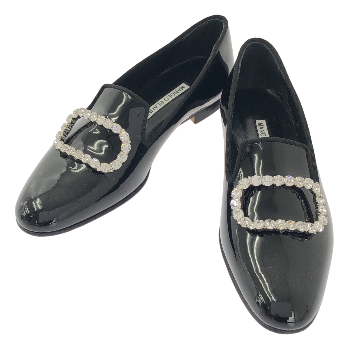 MANOLO BLAHNIK / マノロブラニク | PILA / パテントレザー ビジュー フラット シューズ | 35.5 | レディース