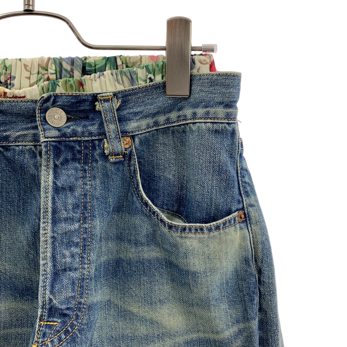 JUNYA WATANABE / ジュンヤワタナベ | 2024AW | × Levi's ダメージ加工 再構築 フラワー プリーツ パンツ | S | レディース