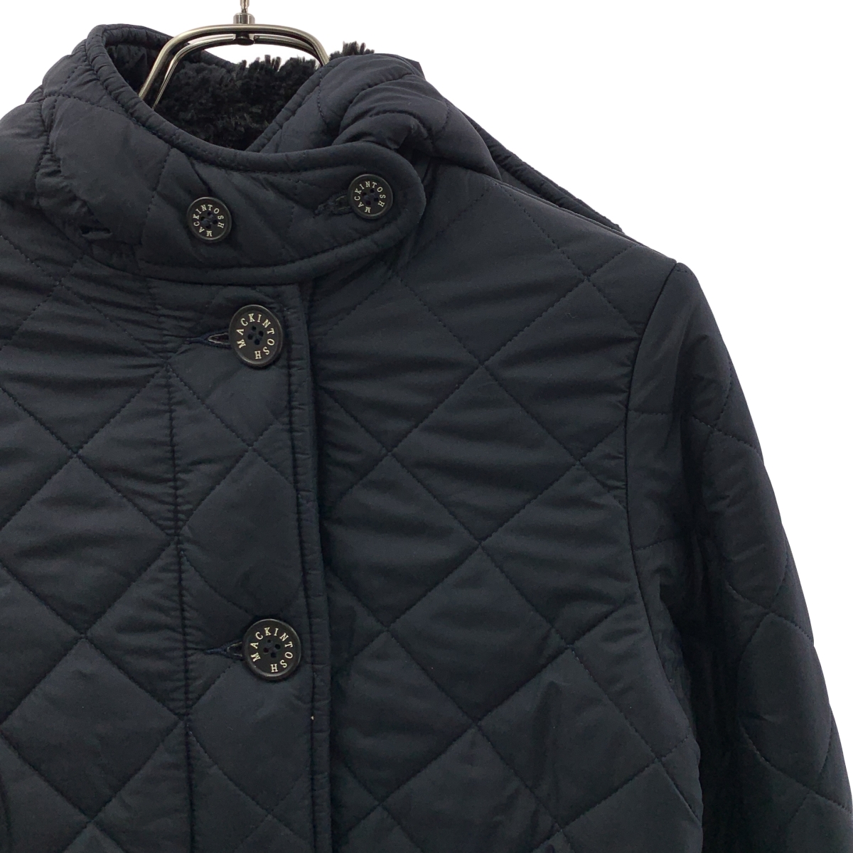 MACKINTOSH / マッキントッシュ | キルティング ロゴボタン ロングコート / ファー総裏地 | 34 | レディース