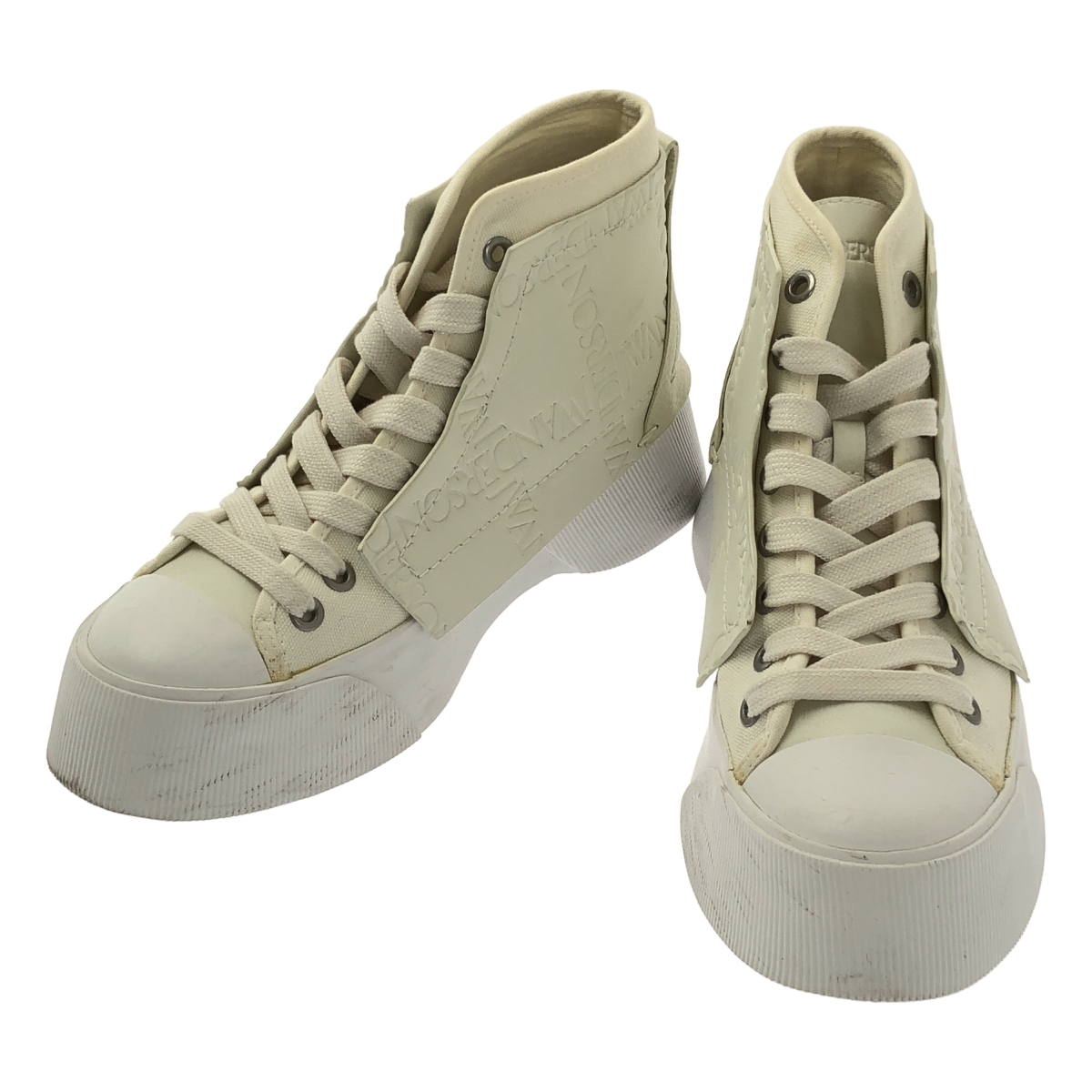 JW Anderson / ジェイダブルアンダーソン | EMBOSSED LOGO LEATHER SNEAKER ロゴエンボス レザー ハイカット スニーカー | 38 | レディース