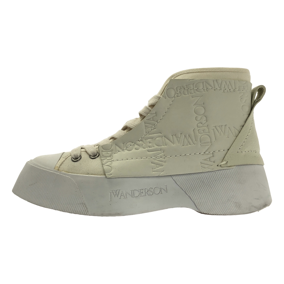 JW Anderson / ジェイダブルアンダーソン | EMBOSSED LOGO LEATHER SNEAKER ロゴエンボス レザー ハイカット スニーカー | 38 | レディース