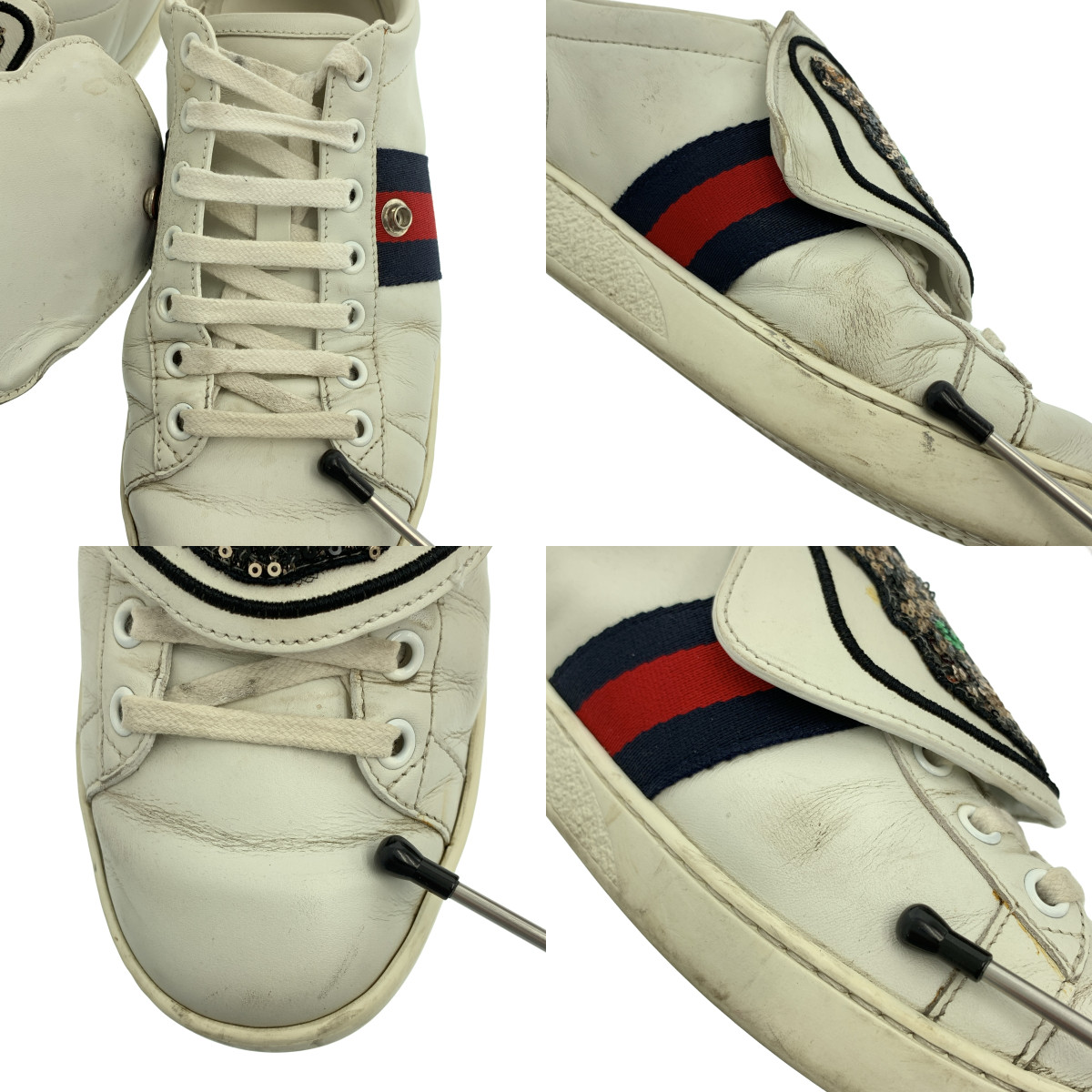 GUCCI レザー　エースストラップ　スニーカー　イタリア製 GUCCI / グッチ | ACE エース キャットパッチ レザースニーカー | 37 1