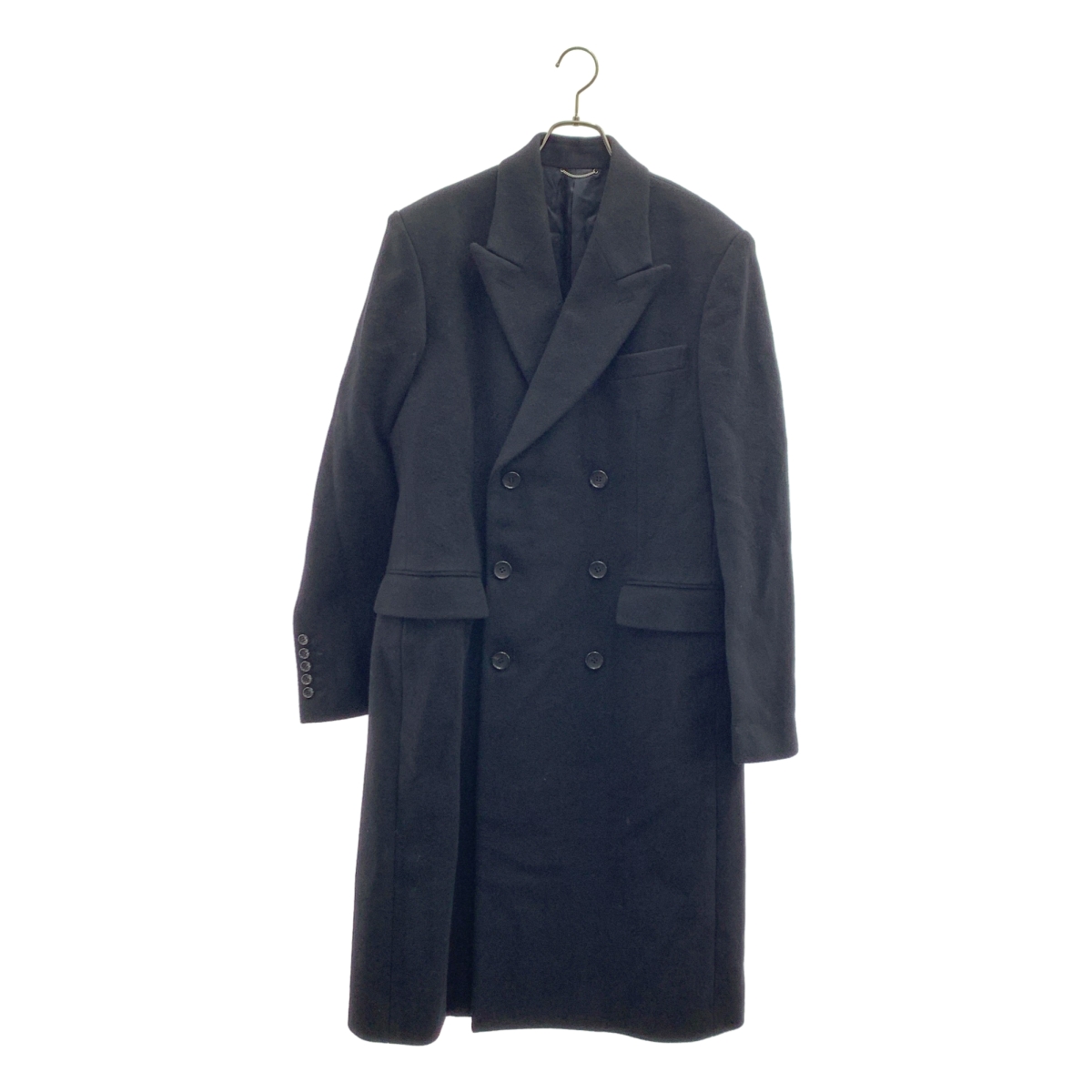 JOHN LAWRENCE SULLIVAN / ジョンローレンスサリバン | MELTON DOUBLE BREASTED CHESTERFIELD COAT / ウール ロゴボタン ダブル ロングコート / 総裏地 | 44 | メンズ