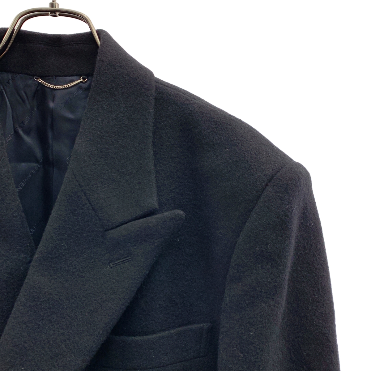 JOHN LAWRENCE SULLIVAN / ジョンローレンスサリバン | MELTON DOUBLE BREASTED CHESTERFIELD COAT / ウール ロゴボタン ダブル ロングコート / 総裏地 | 44 | メンズ