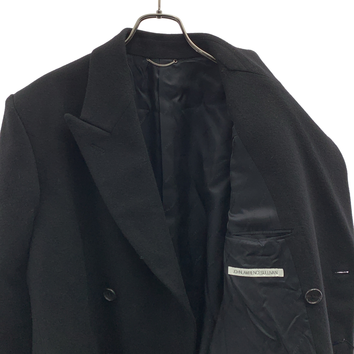 JOHN LAWRENCE SULLIVAN / ジョンローレンスサリバン | MELTON DOUBLE BREASTED CHESTERFIELD COAT / ウール ロゴボタン ダブル ロングコート / 総裏地 | 44 | メンズ