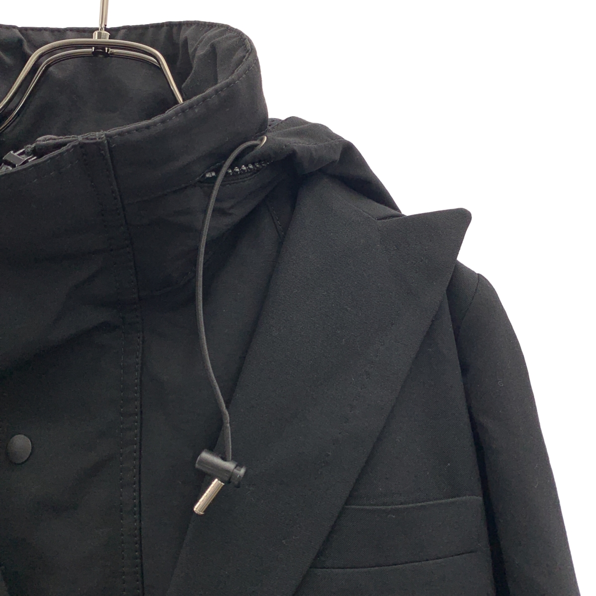 sacai / サカイ | 2022SS | Suiting Mix Cape Blazer ス—チング ミックスケープ ブレザー ドッキング ジャケット | 2 | メンズ