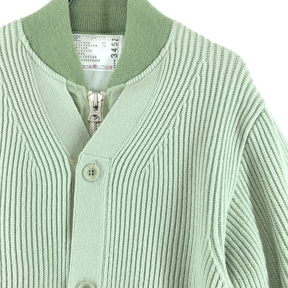 sacai / サカイ | 2024AW | Nylon Twill×Knit Cardigan ナイロンツイル ニット ドッキング ボンバージャケット | 2 | メンズ