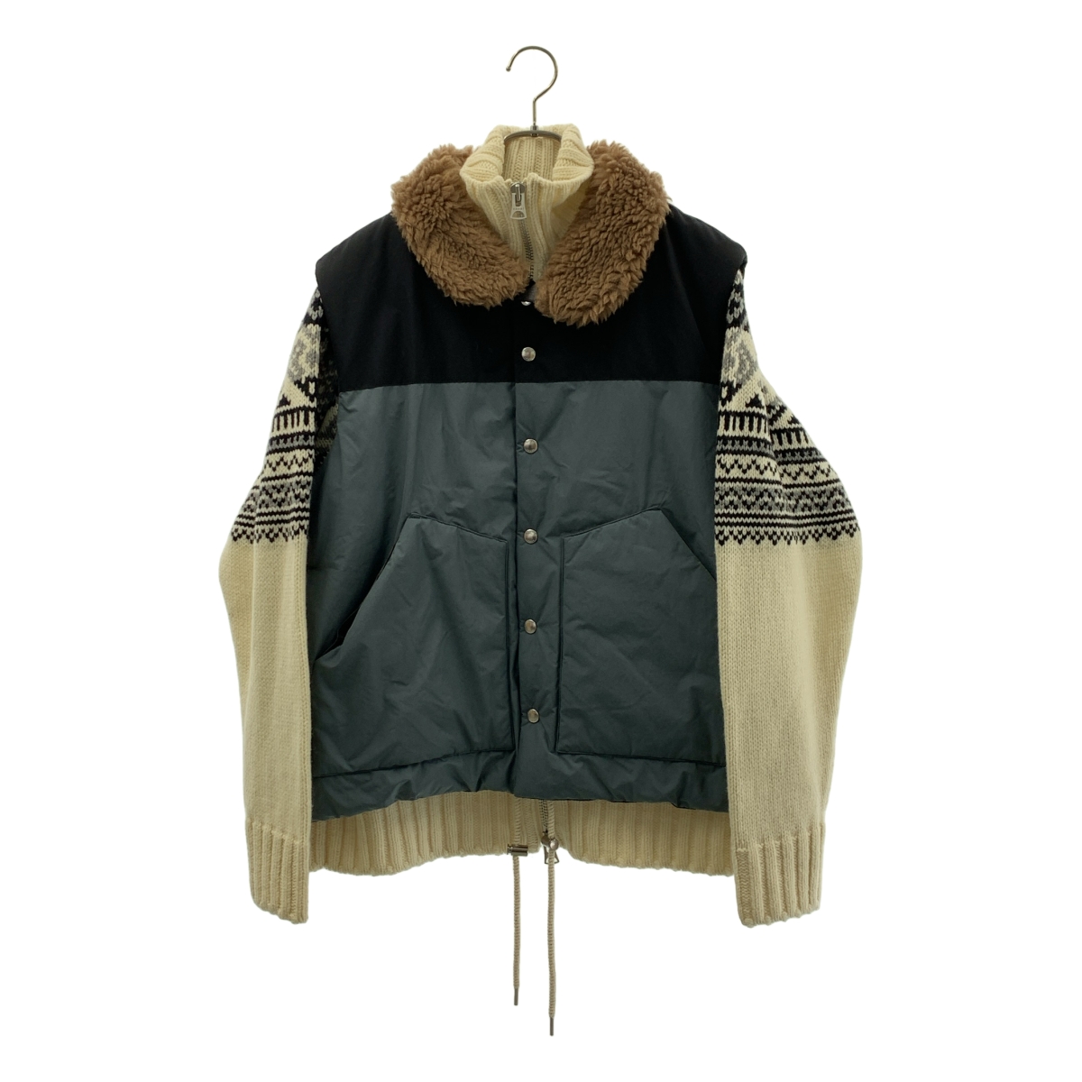 sacai / サカイ | 2022AW | Padded Geometric Knit Blouson パデッドベスト ドッキング ニット ジャケット | 3 | メンズ