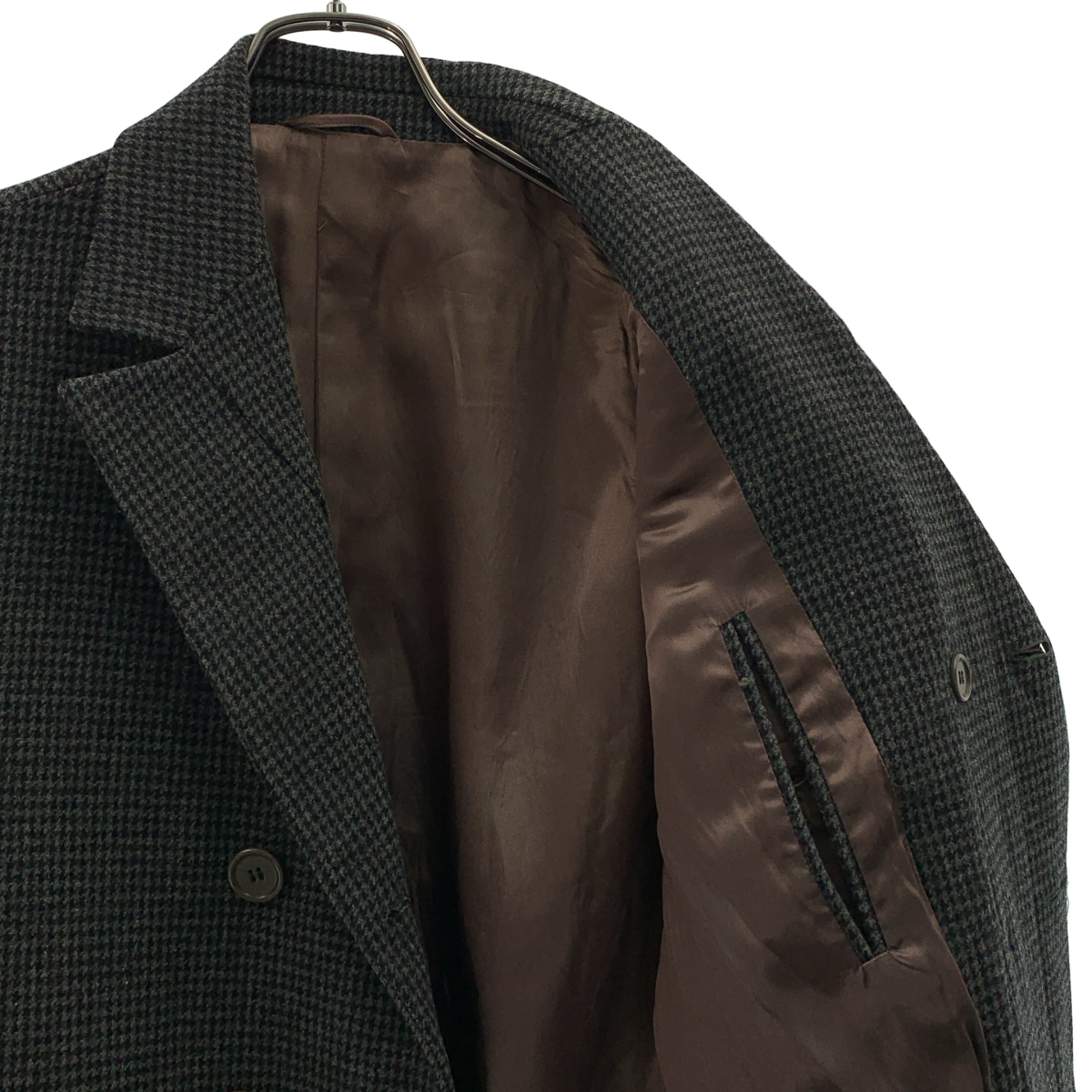 HELMUT LANG / ヘルムートラング | 1990s | 本人期 ウールツイード 千鳥格子柄 ダブル チェスターコート | 46 | メンズ