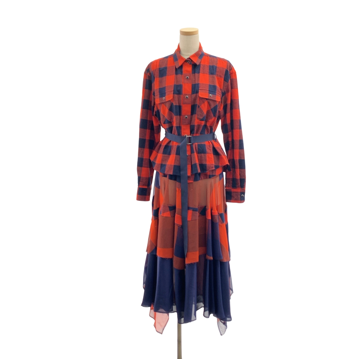 sacai / サカイ | ドッキング ベルテッド ボリューム シャツ ドレス ワンピース | 1 | レディース