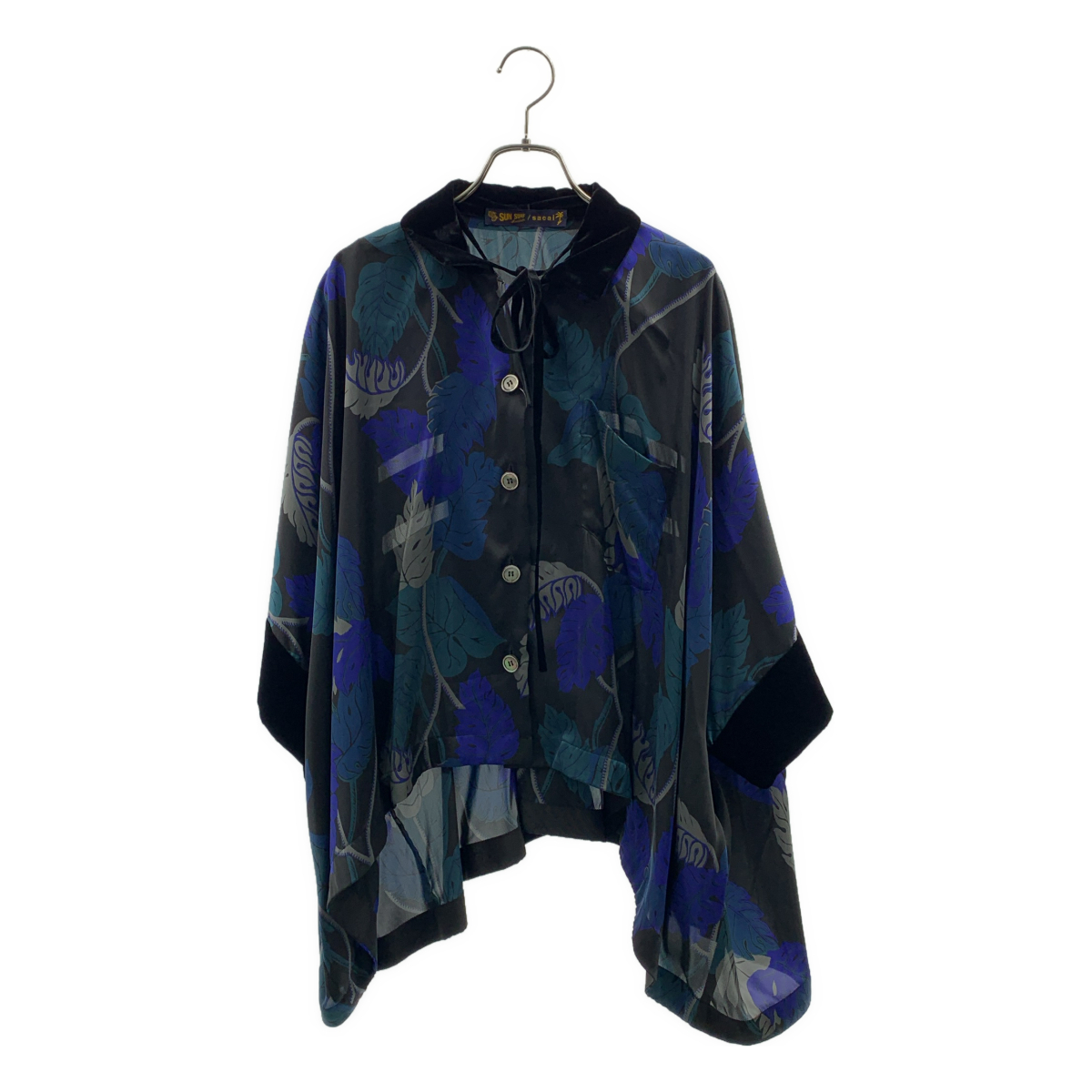 sacai / サカイ | 2020SS | × SUN SURF / サンサーフ Monstera / 総柄 異素材 切替 オーバーシルエット シャツ ブラウス | 2 | レディース