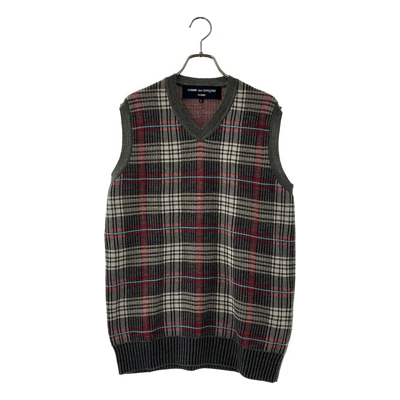 COMME des GARCONS HOMME / コムデギャルソンオム | 2012AW | ウール コットン チェック ニットベスト | L | メンズ
