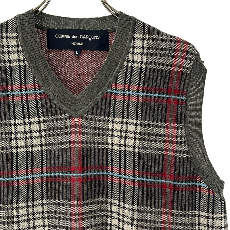 COMME des GARCONS HOMME / コムデギャルソンオム | 2012AW | ウール コットン チェック ニットベスト | L | メンズ