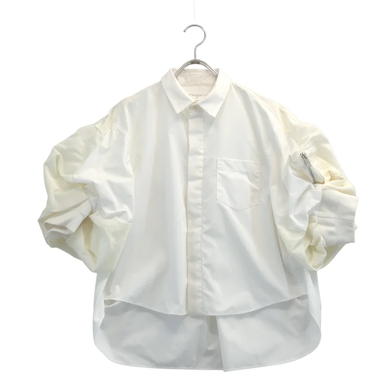 sacai / サカイ | 異素材切替 MA-1 シャツ | 3 | レディース