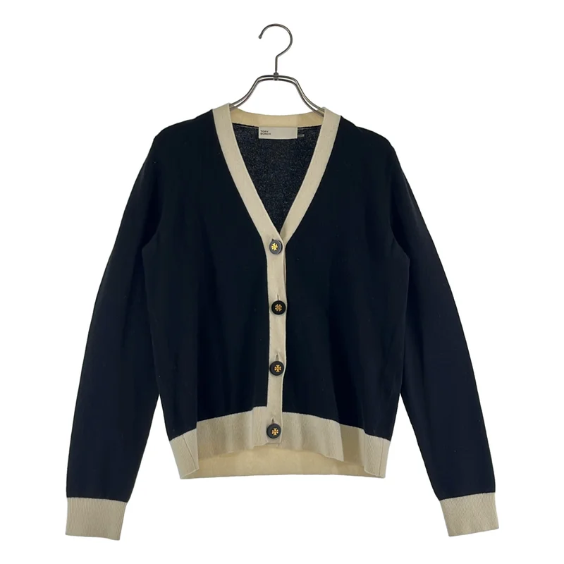 TORY BURCH / トリーバーチ | カシミヤ バイカラー Vネックカーディガン | XS | レディース