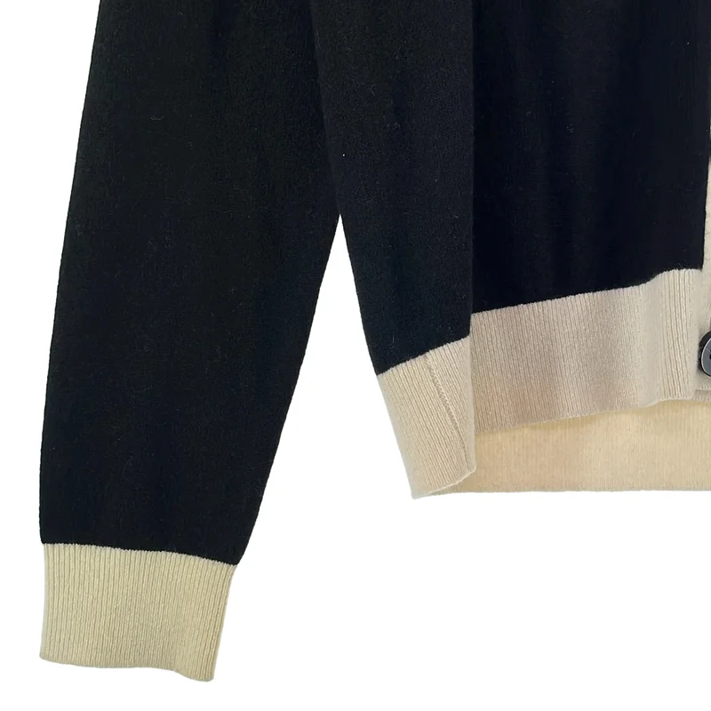 TORY BURCH / トリーバーチ | カシミヤ バイカラー Vネックカーディガン | XS | レディース