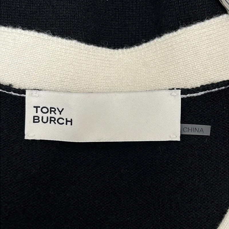 TORY BURCH / トリーバーチ | カシミヤ バイカラー Vネックカーディガン | XS | レディース