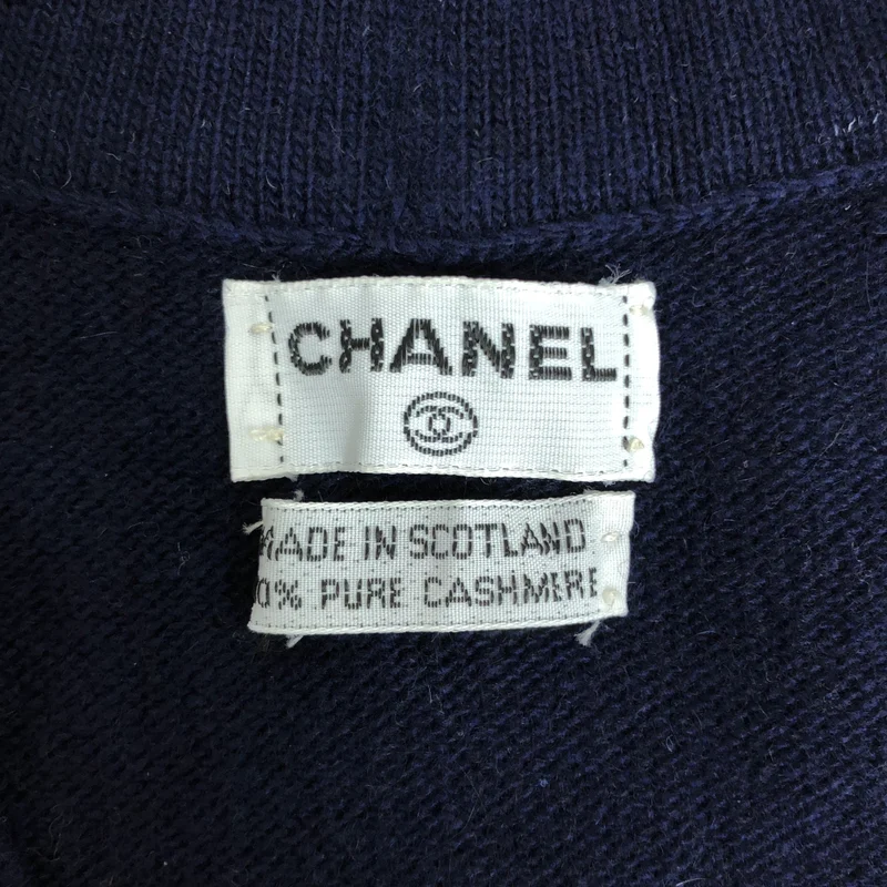 CHANEL / シャネル | カシミヤ ワンポイントロゴ Vネック ニット ロングカーディガン | M | レディース