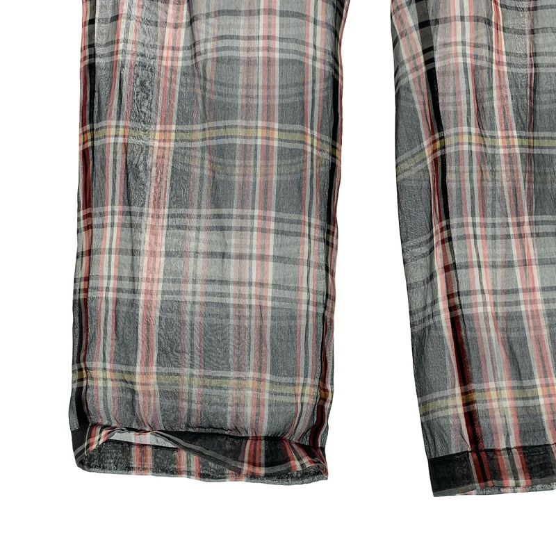 DRIES VAN NOTEN / ドリスヴァンノッテン | 2013SS | シルク サイドジップ チェック シアーパンツ | 36 | レディース