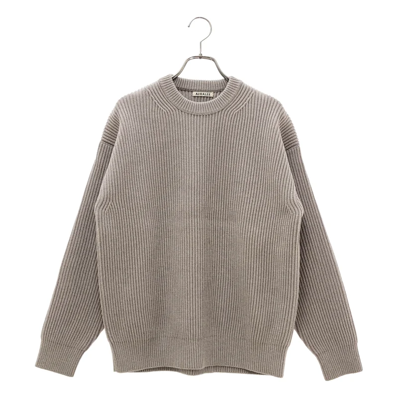 AURALEE / オーラリー | SUPER FINE WOOL RIB KNIT BIG P/O リブ クルーネックニット | 0 | メンズ