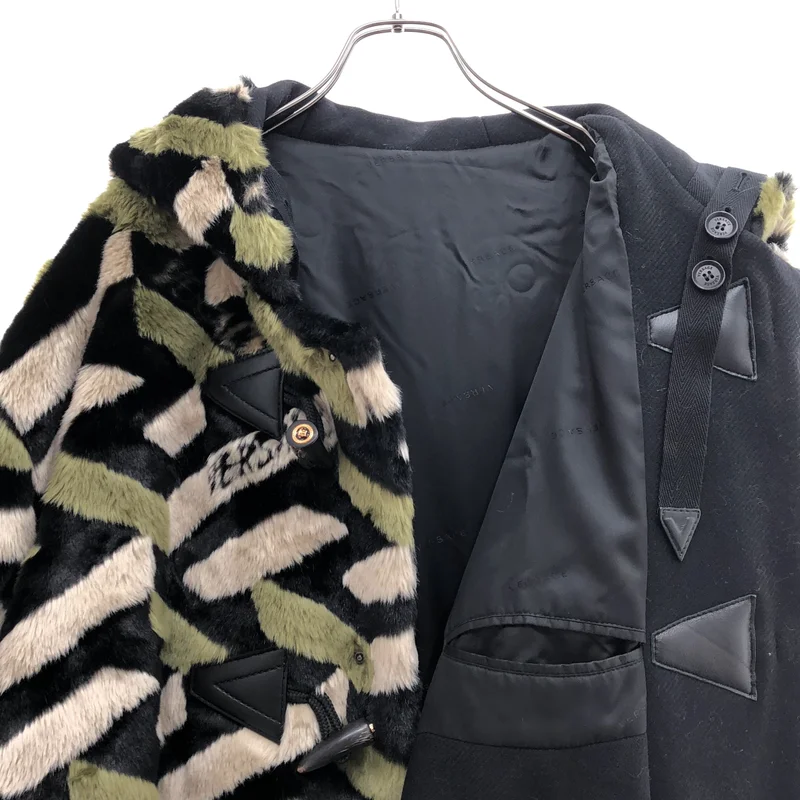 VERSACE / ヴェルサーチ | グレカ フェイクファー ダッフルコート | 52 | メンズ