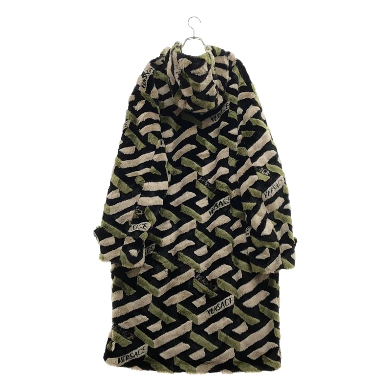VERSACE / ヴェルサーチ | グレカ フェイクファー ダッフルコート | 52 | メンズ