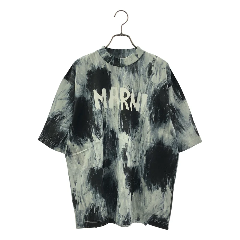 MARNI / マルニ | ブラシストロークプリント モックネック ロゴ Tシャツ | 46 | メンズ