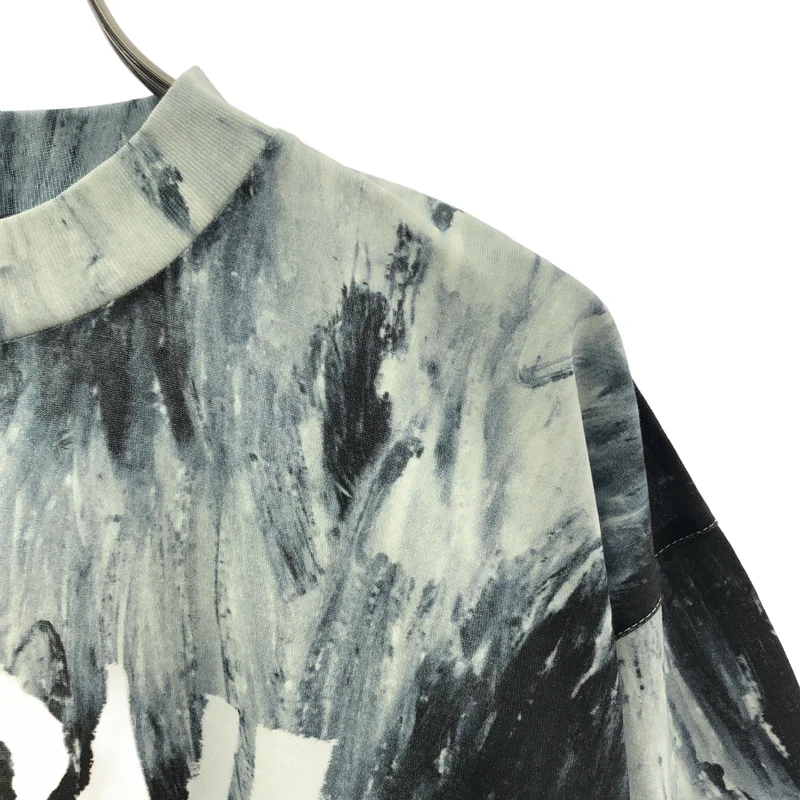 MARNI / マルニ | ブラシストロークプリント モックネック ロゴ Tシャツ | 46 | メンズ