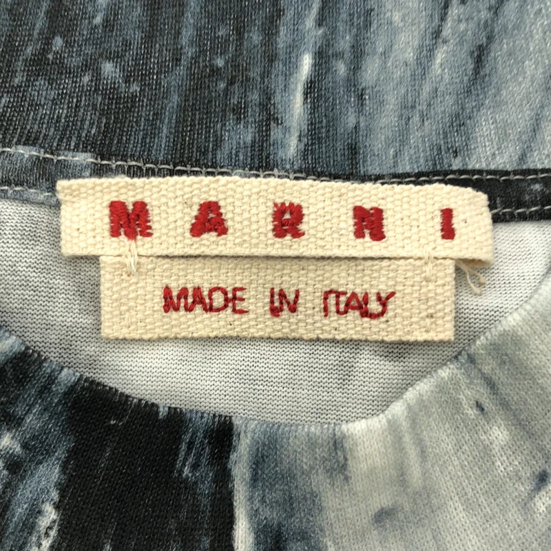 MARNI / マルニ | ブラシストロークプリント モックネック ロゴ Tシャツ | 46 | メンズ