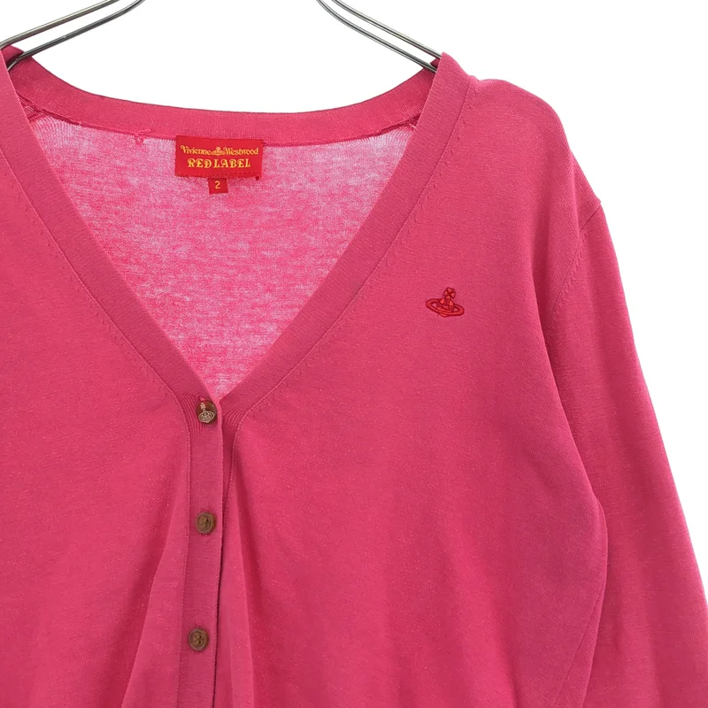 VIVIENNE WESTWOOD RED LABEL / ヴィヴィアンウエストウッドレッドレーベル | コットン ロゴ刺しゅう Vネック ニットカーディガン | 2 | レディース