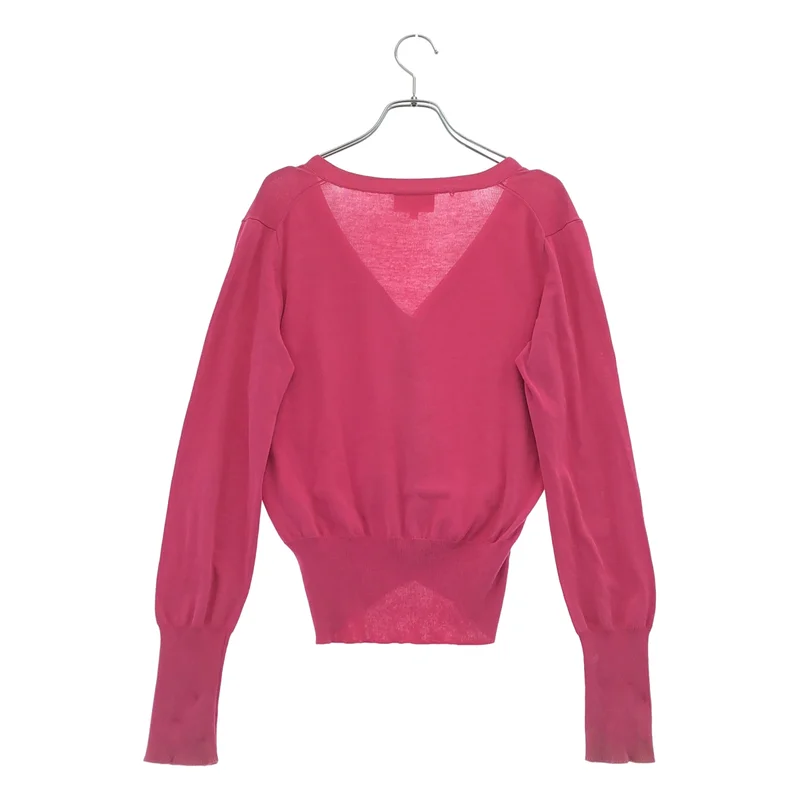 VIVIENNE WESTWOOD RED LABEL / ヴィヴィアンウエストウッドレッドレーベル | コットン ロゴ刺しゅう Vネック ニットカーディガン | 2 | レディース