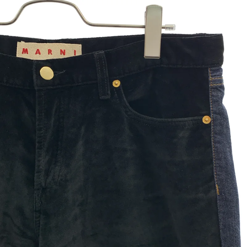 MARNI / マルニ | ベロア 切替 テーパードデニムパンツ | 27 | レディース